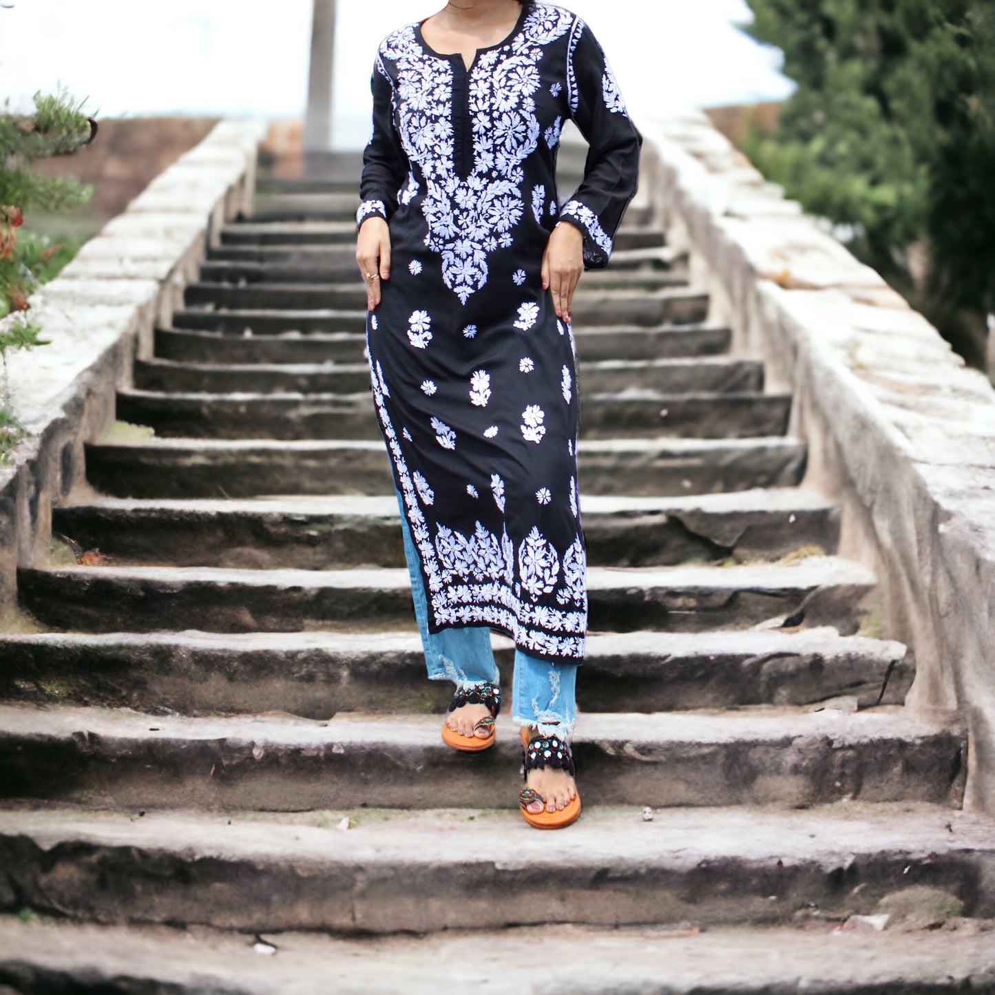 Black Modal Chikankari Kurti