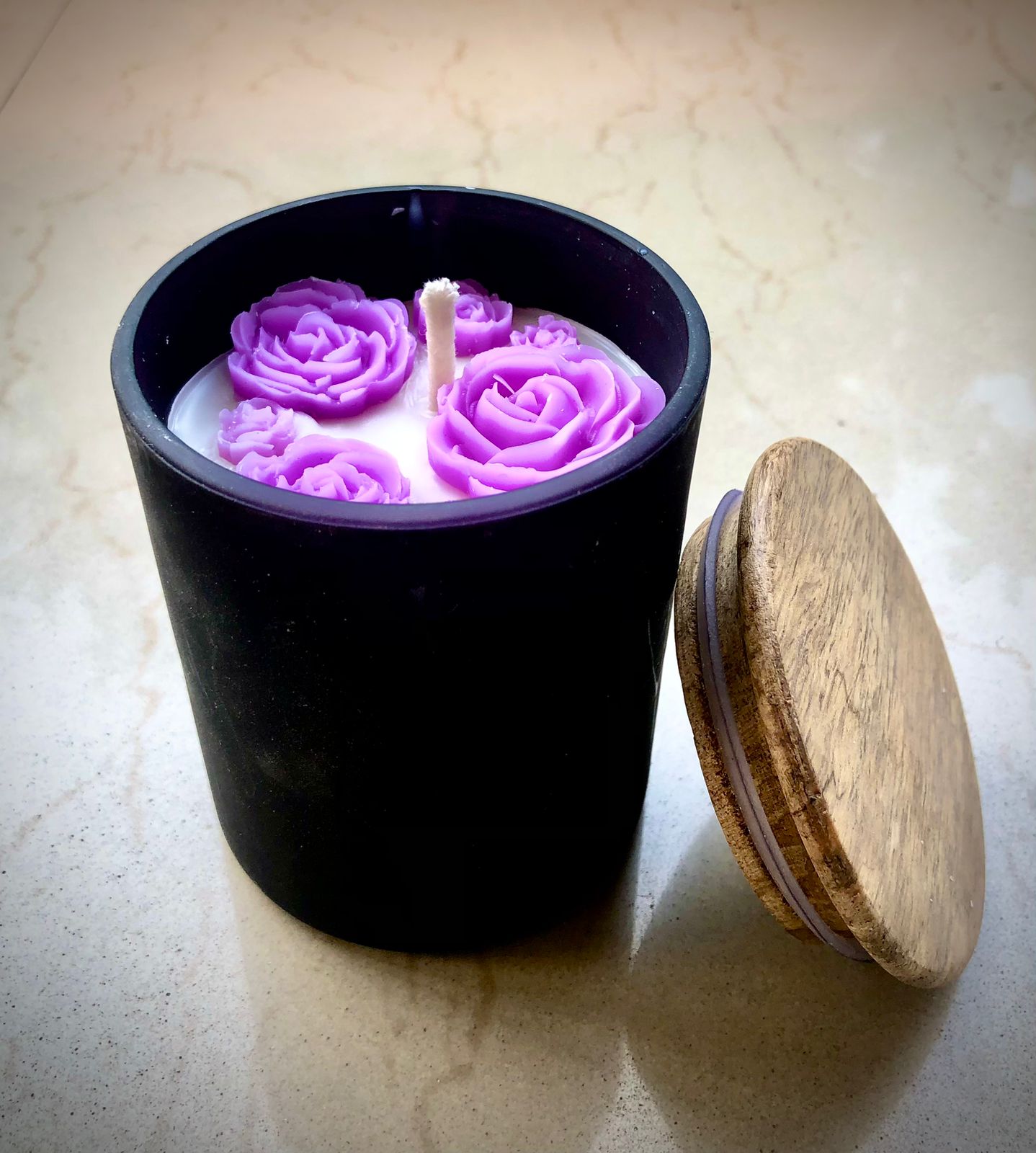 Matte Black Jar Candle - Rose